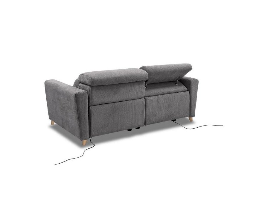 Canapé 3 places 2 relax électrique WAGRAM avec système zéro wall gris cendré